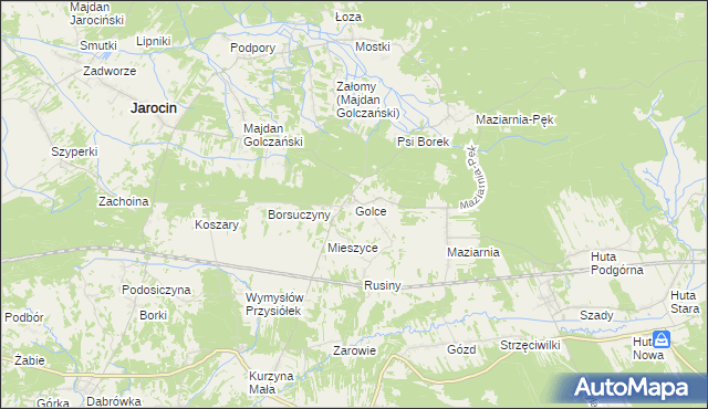 mapa Golce gmina Jarocin, Golce gmina Jarocin na mapie Targeo