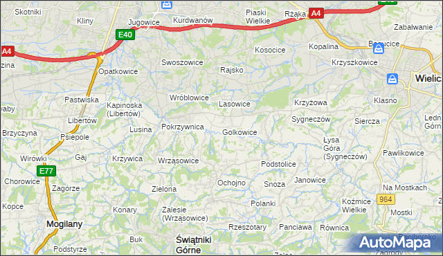 mapa Golkowice, Golkowice na mapie Targeo