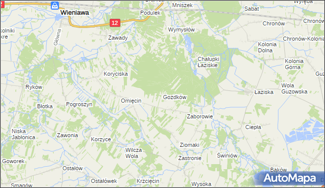 mapa Gozdków gmina Orońsko, Gozdków gmina Orońsko na mapie Targeo