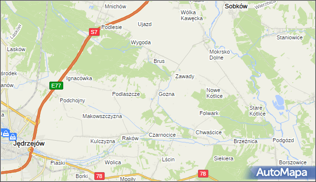 mapa Gozna, Gozna na mapie Targeo