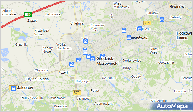 mapa Grodzisk Mazowiecki, Grodzisk Mazowiecki na mapie Targeo