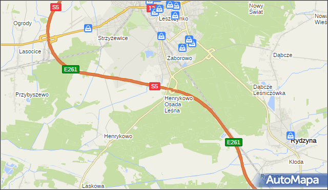 mapa Henrykowo Osada Leśna, Henrykowo Osada Leśna na mapie Targeo