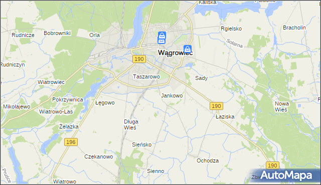 mapa Jankowo gmina Wągrowiec, Jankowo gmina Wągrowiec na mapie Targeo