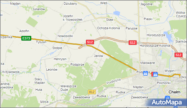 mapa Janów gmina Chełm, Janów gmina Chełm na mapie Targeo
