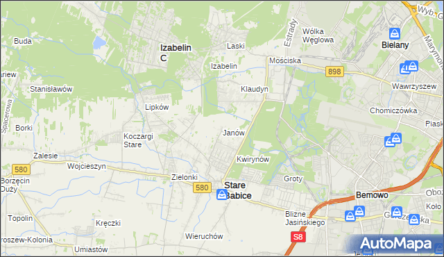 mapa Janów gmina Stare Babice, Janów gmina Stare Babice na mapie Targeo