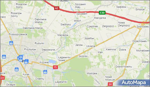 mapa Janów gmina Zgierz, Janów gmina Zgierz na mapie Targeo