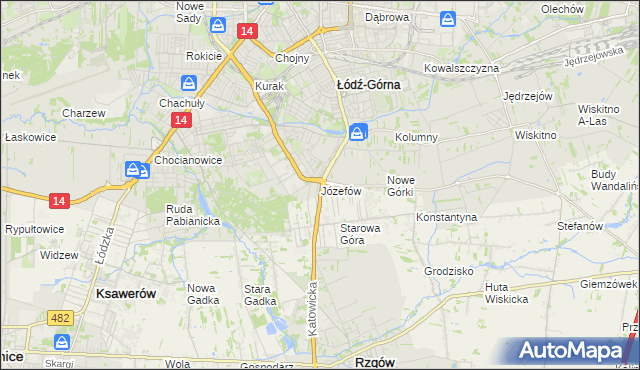 mapa Józefów gmina Łódź, Józefów gmina Łódź na mapie Targeo