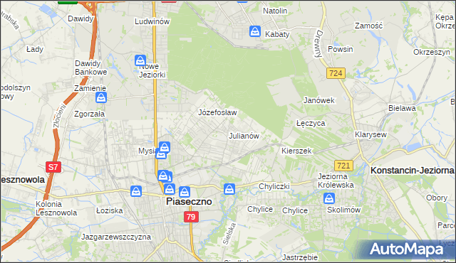 mapa Julianów gmina Piaseczno, Julianów gmina Piaseczno na mapie Targeo