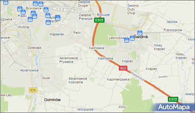 mapa Kalinówka gmina Głusk, Kalinówka gmina Głusk na mapie Targeo