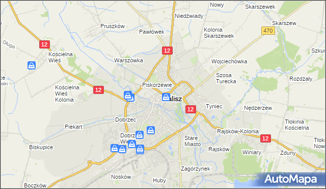 mapa Kalisza, Kalisz na mapie Targeo