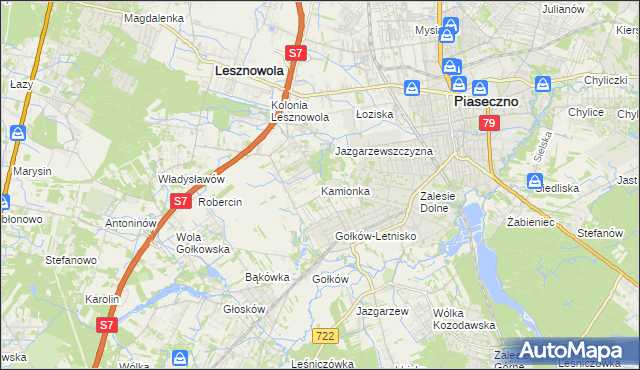 mapa Kamionka gmina Piaseczno, Kamionka gmina Piaseczno na mapie Targeo