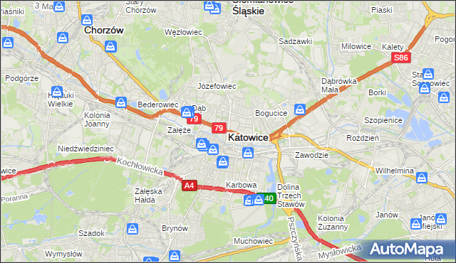 mapa Katowic, Katowice na mapie Targeo