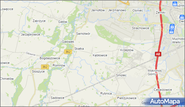 mapa Kębłowice gmina Kąty Wrocławskie, Kębłowice gmina Kąty Wrocławskie na mapie Targeo