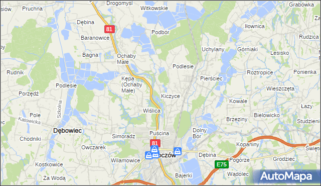 mapa Kiczyce, Kiczyce na mapie Targeo