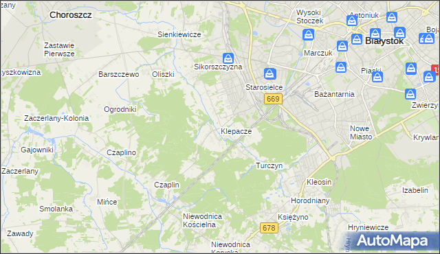 mapa Klepacze gmina Choroszcz, Klepacze gmina Choroszcz na mapie Targeo