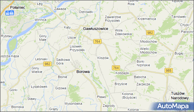 mapa Kliszów gmina Gawłuszowice, Kliszów gmina Gawłuszowice na mapie Targeo