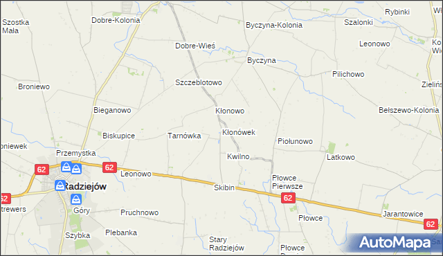 mapa Kłonówek, Kłonówek na mapie Targeo