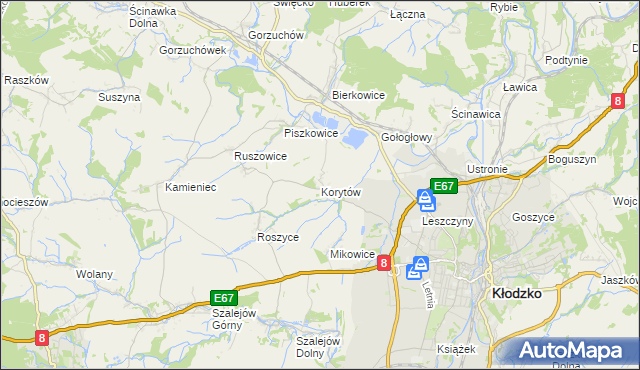 mapa Korytów gmina Kłodzko, Korytów gmina Kłodzko na mapie Targeo