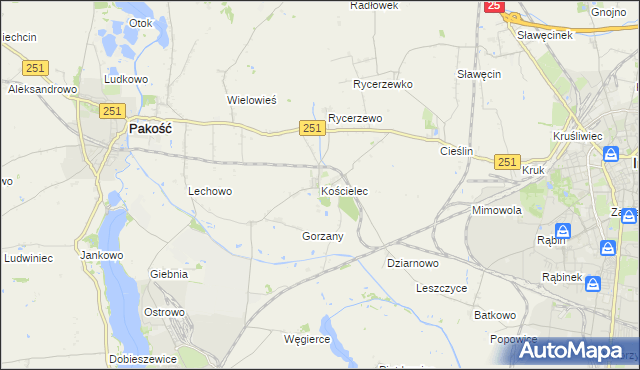 mapa Kościelec gmina Pakość, Kościelec gmina Pakość na mapie Targeo