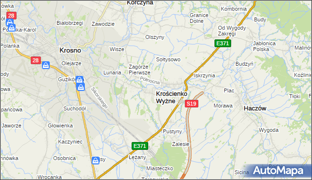 mapa Krościenko Wyżne, Krościenko Wyżne na mapie Targeo
