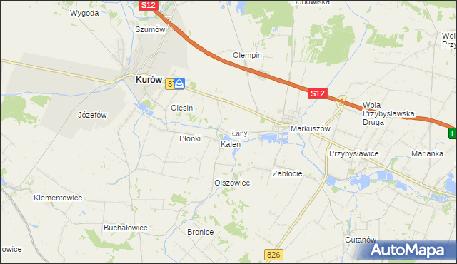 mapa Łany gmina Markuszów, Łany gmina Markuszów na mapie Targeo