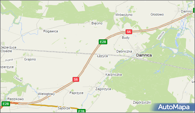 mapa Łężyca, Łężyca na mapie Targeo