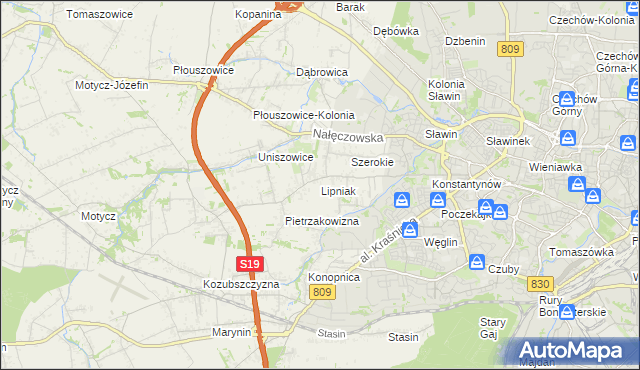 mapa Lipniak gmina Konopnica, Lipniak gmina Konopnica na mapie Targeo