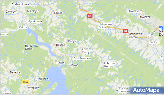 mapa Łobozew Dolny, Łobozew Dolny na mapie Targeo
