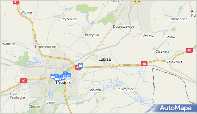 mapa Lubrza powiat prudnicki, Lubrza powiat prudnicki na mapie Targeo