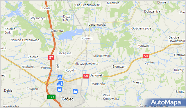 mapa Maciejowice gmina Grójec, Maciejowice gmina Grójec na mapie Targeo
