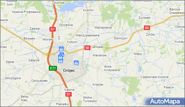 mapa Marianów gmina Grójec, Marianów gmina Grójec na mapie Targeo