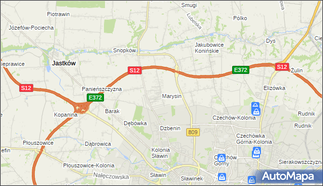 mapa Marysin gmina Jastków, Marysin gmina Jastków na mapie Targeo