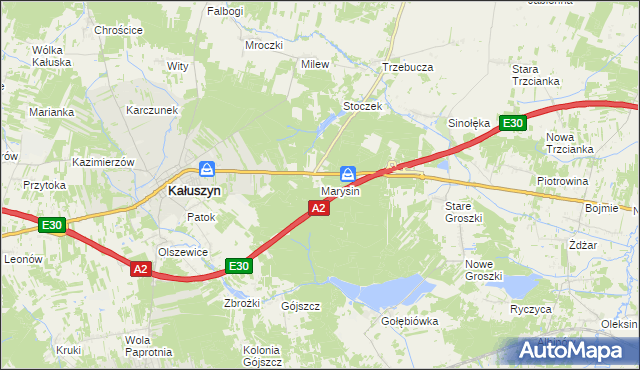 mapa Marysin gmina Kałuszyn, Marysin gmina Kałuszyn na mapie Targeo