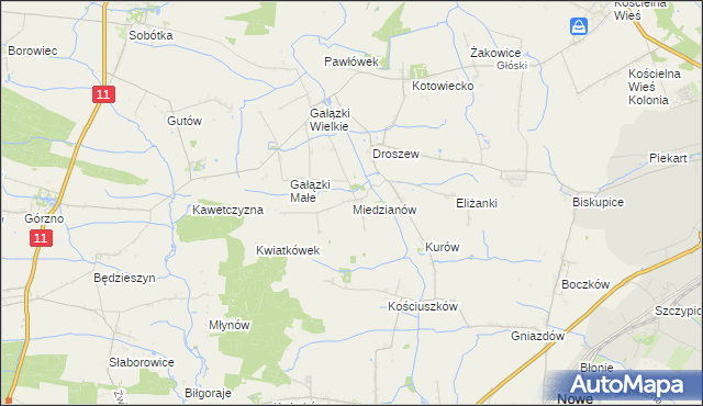 mapa Miedzianów, Miedzianów na mapie Targeo