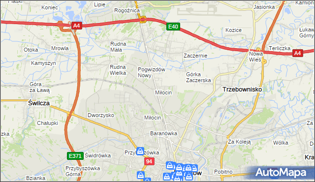mapa Miłocin gmina Głogów Małopolski, Miłocin gmina Głogów Małopolski na mapie Targeo