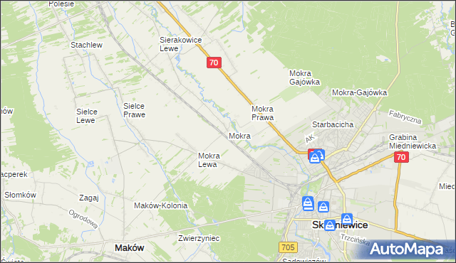 mapa Mokra gmina Skierniewice, Mokra gmina Skierniewice na mapie Targeo