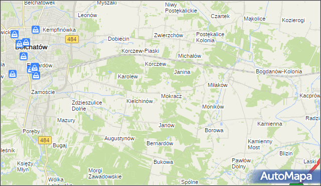 mapa Mokracz, Mokracz na mapie Targeo