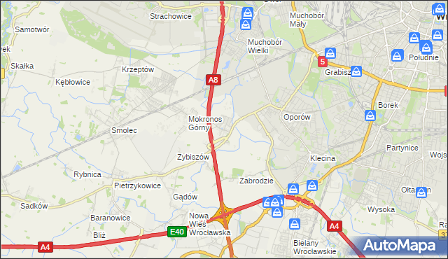 mapa Mokronos Dolny, Mokronos Dolny na mapie Targeo