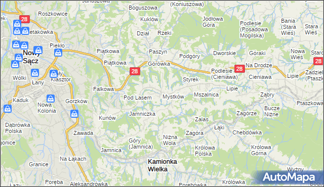 mapa Mystków, Mystków na mapie Targeo