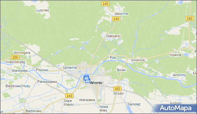 mapa Nadolnik gmina Wronki, Nadolnik gmina Wronki na mapie Targeo