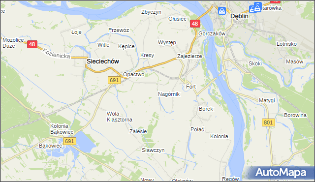mapa Nagórnik gmina Sieciechów, Nagórnik gmina Sieciechów na mapie Targeo