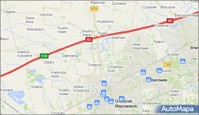mapa Natolin gmina Grodzisk Mazowiecki, Natolin gmina Grodzisk Mazowiecki na mapie Targeo