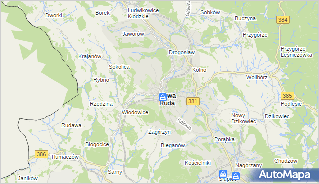 mapa Nowa Ruda powiat kłodzki, Nowa Ruda powiat kłodzki na mapie Targeo