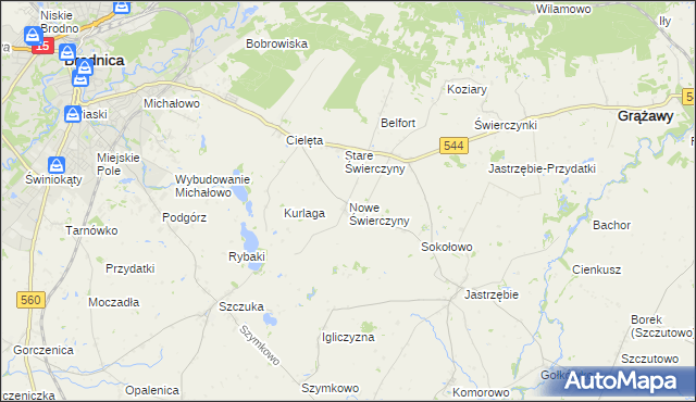 mapa Nowe Świerczyny, Nowe Świerczyny na mapie Targeo