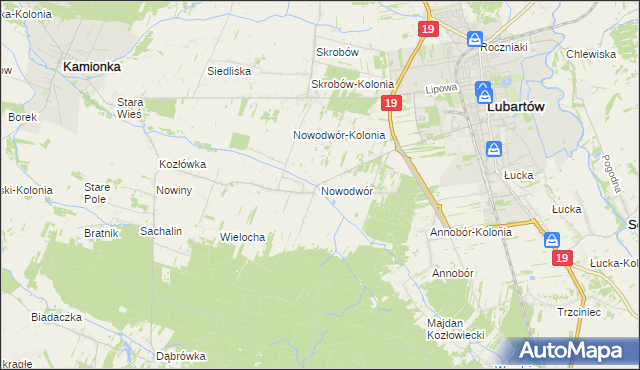 mapa Nowodwór gmina Lubartów, Nowodwór gmina Lubartów na mapie Targeo