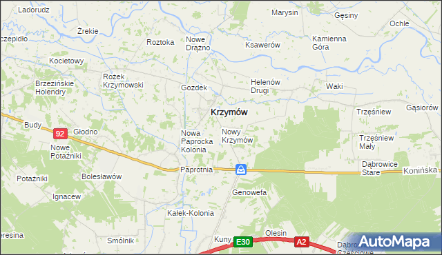 mapa Nowy Krzymów, Nowy Krzymów na mapie Targeo