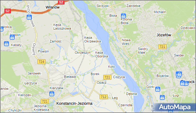 mapa Obórki gmina Konstancin-Jeziorna, Obórki gmina Konstancin-Jeziorna na mapie Targeo