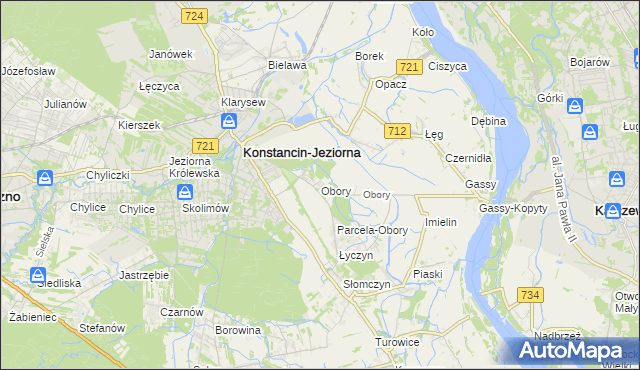mapa Obory gmina Konstancin-Jeziorna, Obory gmina Konstancin-Jeziorna na mapie Targeo