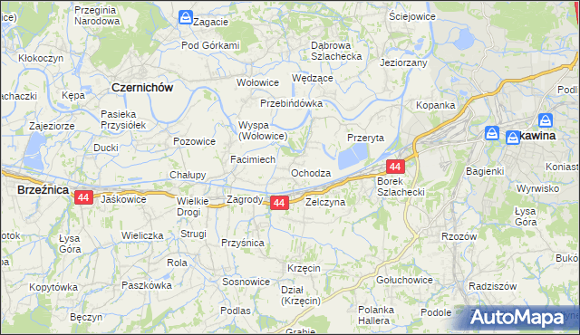 mapa Ochodza gmina Skawina, Ochodza gmina Skawina na mapie Targeo