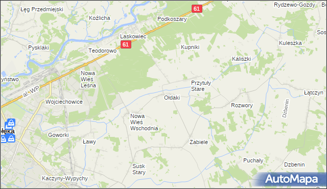 mapa Ołdaki gmina Rzekuń, Ołdaki gmina Rzekuń na mapie Targeo